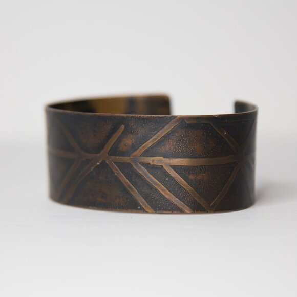 SOLD Vintage Bronze Rune Print Viking Cuff Bracelet - Picture 9 of 11